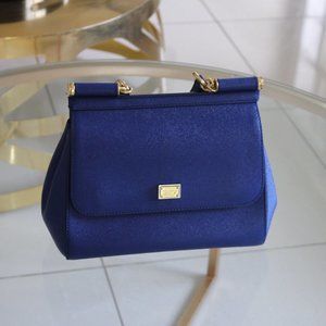 Medium Sicily Handbag in Dauphine Leather Cobalt Blue Special Edition